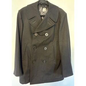 Vintage US Navy Mens Peacoat Black Size 40R USA  Navy Double Breasted 100% Wool